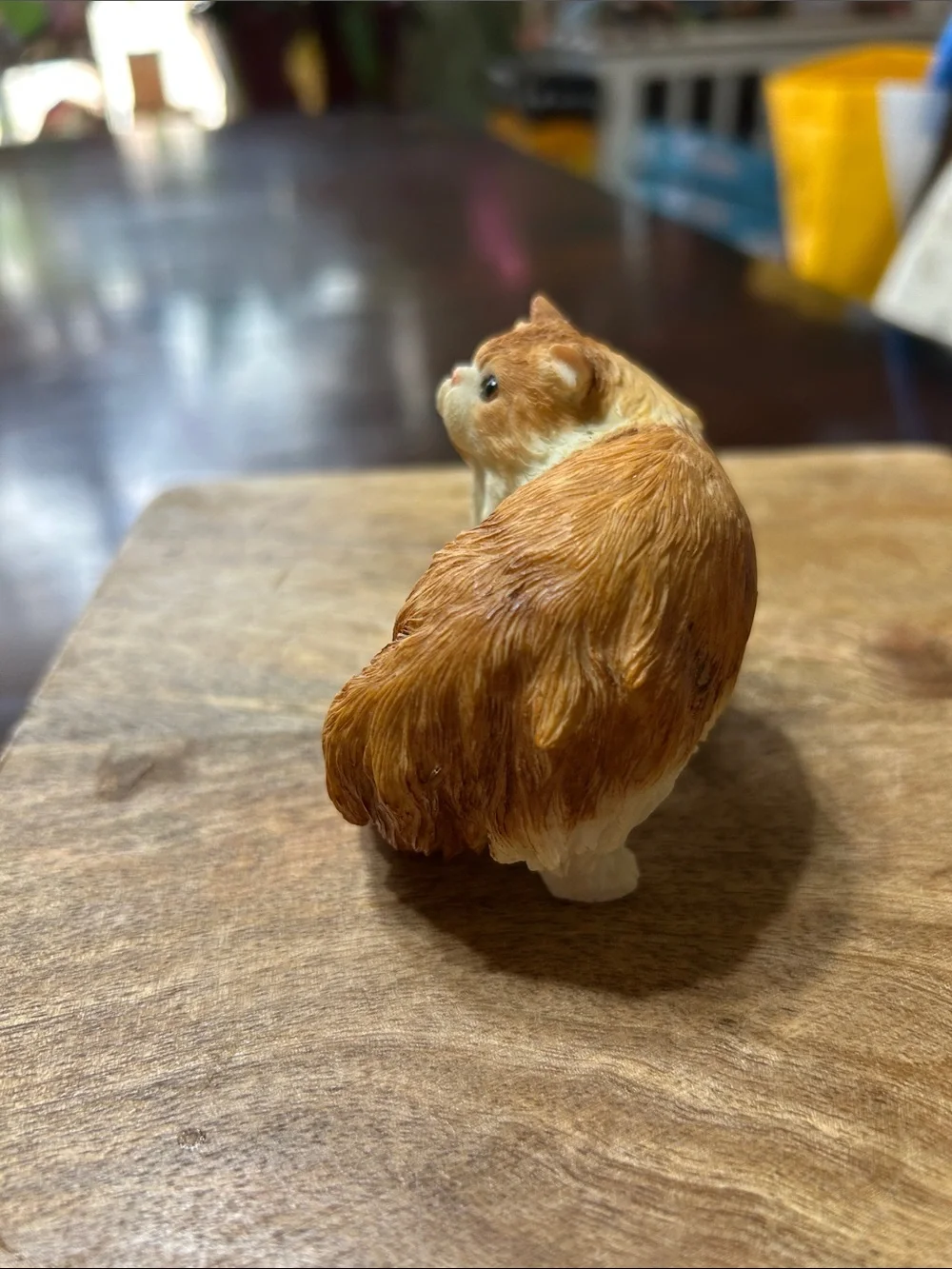 Vintage Hand-Painted Orange and White Persian Cat Resin Figurine
